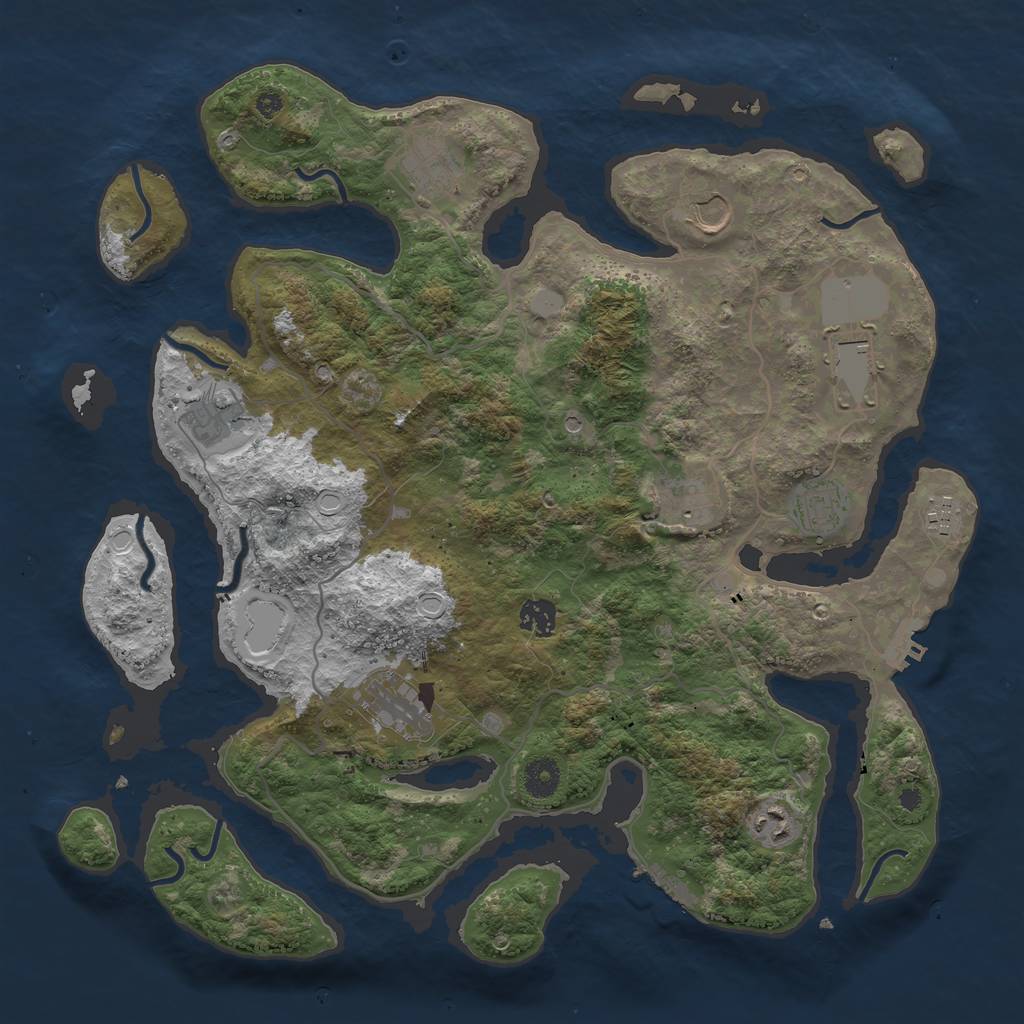 Rust Map: Procedural Map, Size: 4000, Seed: 371287, 18 Monuments