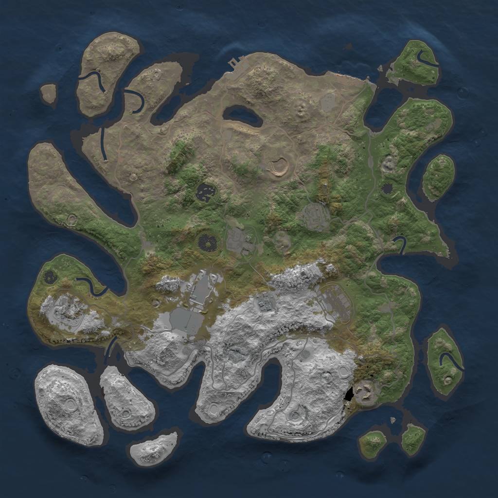 Rust Map: Procedural Map, Size: 4000, Seed: 243065, 17 Monuments