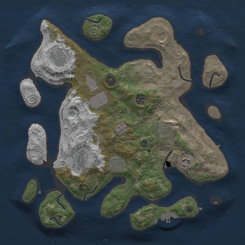 Rust Map: Procedural Map, Size: 3500, Seed: 1073151096, 17 Monuments