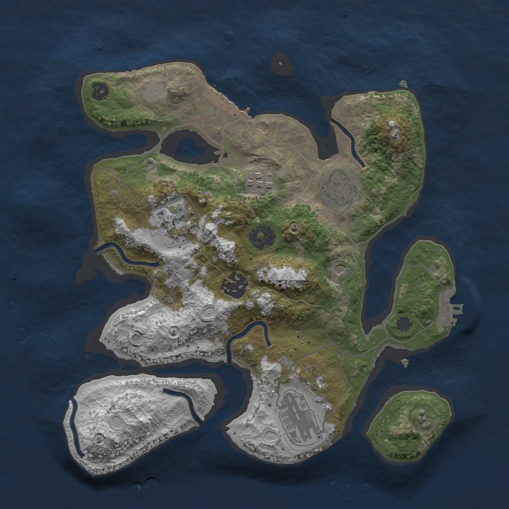 Rust Map: Procedural Map, Size: 3000, Seed: 498632, 13 Monuments