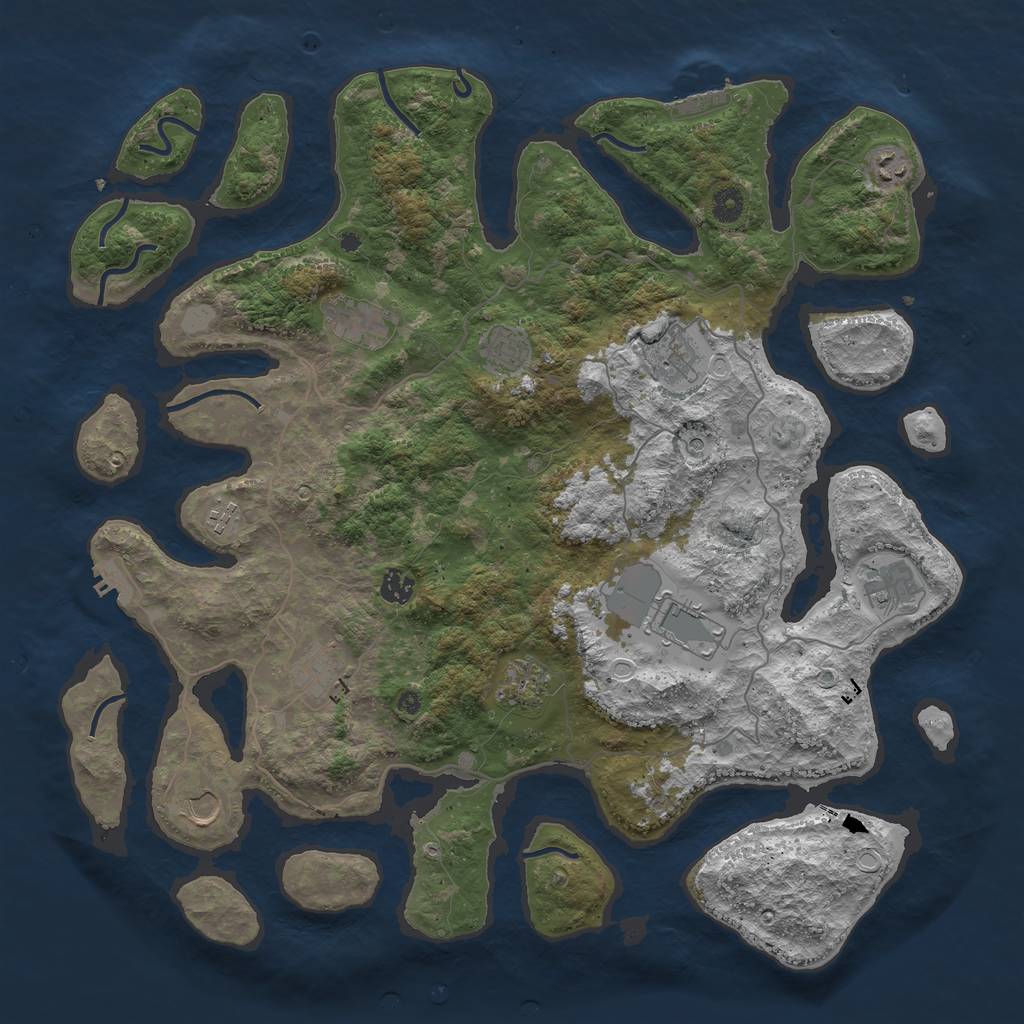 Rust Map: Procedural Map, Size: 4500, Seed: 2130079, 19 Monuments