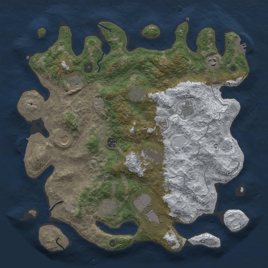 Rust Map: Procedural Map, Size: 4000, Seed: 993010, 19 Monuments