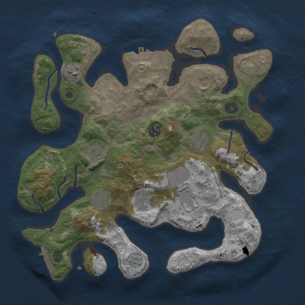 Rust Map: Procedural Map, Size: 3550, Seed: 134271, 17 Monuments