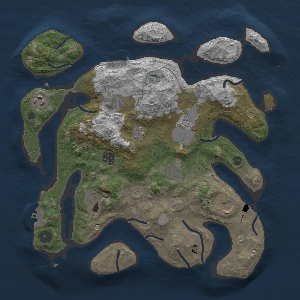 Rust Map: Procedural Map, Size: 3550, Seed: 978860, 16 Monuments
