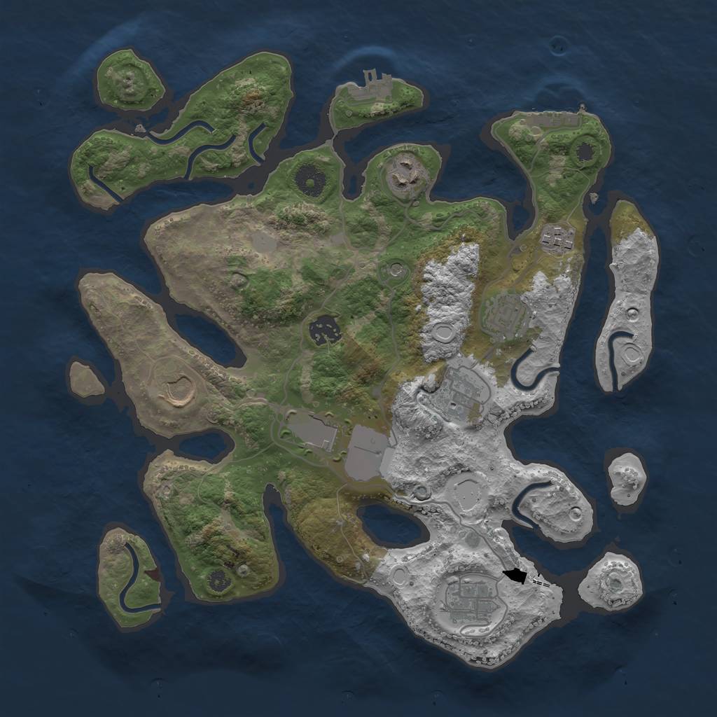 Rust Map: Procedural Map, Size: 3500, Seed: 28133640, 16 Monuments