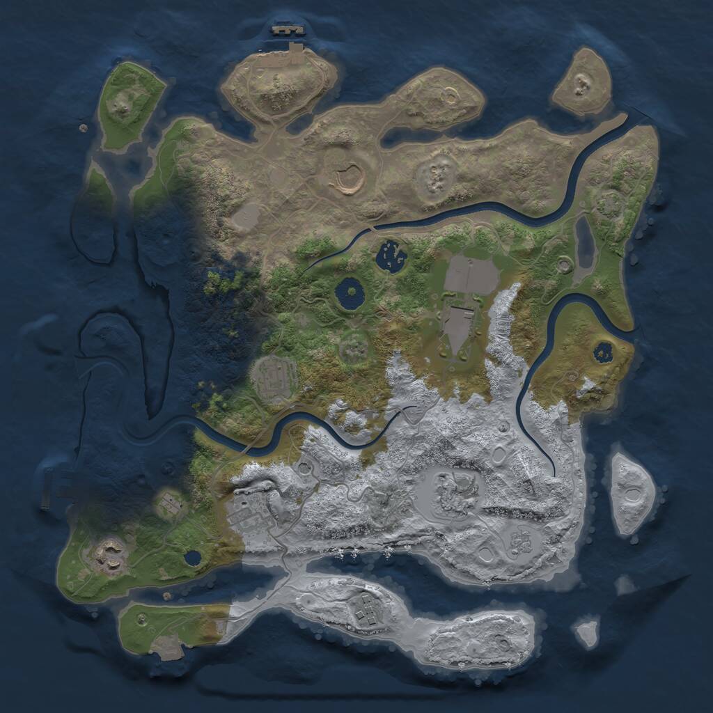 Rust Map: Procedural Map, Size: 3550, Seed: 42588, 14 Monuments