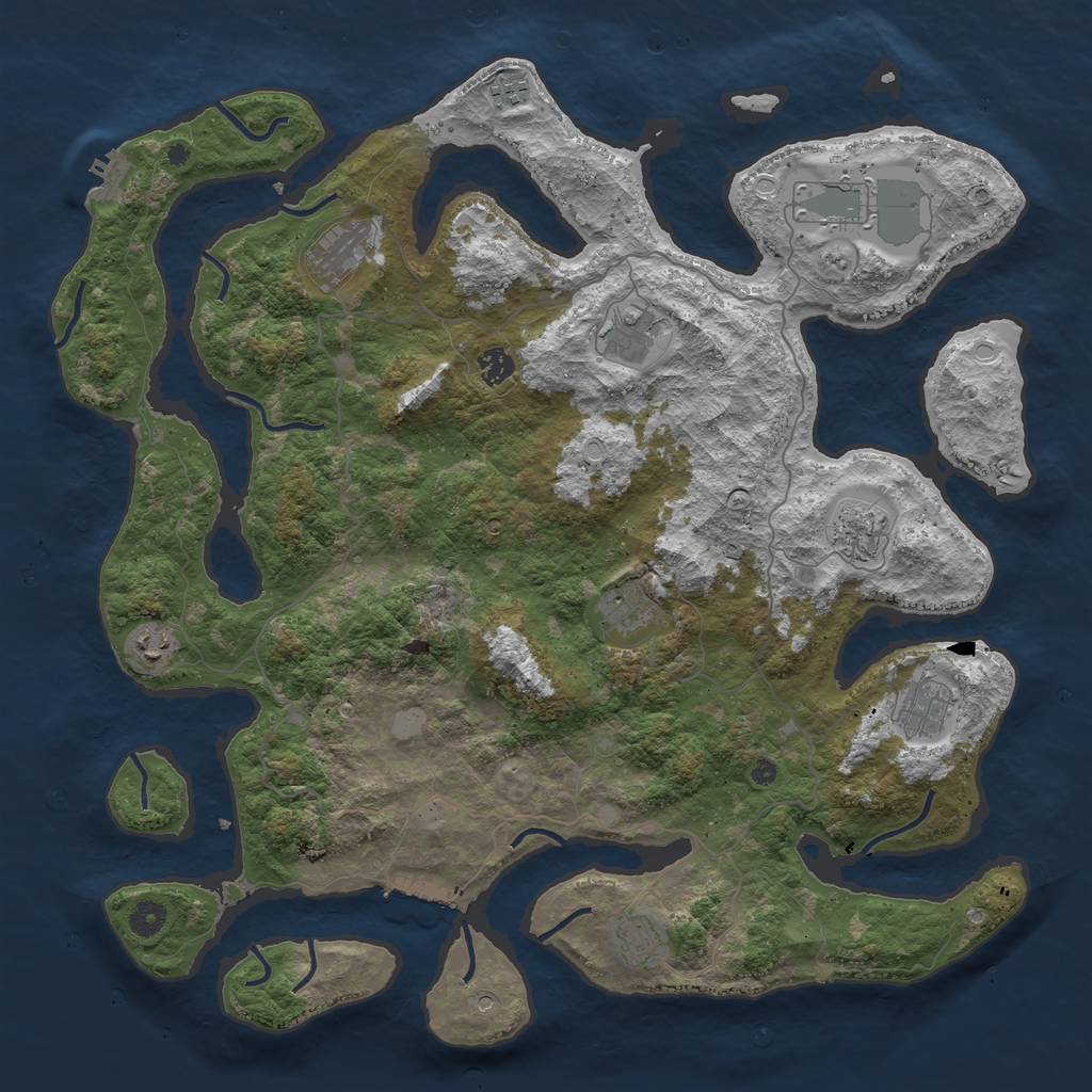 Rust Map: Procedural Map, Size: 4500, Seed: 3941910, 18 Monuments