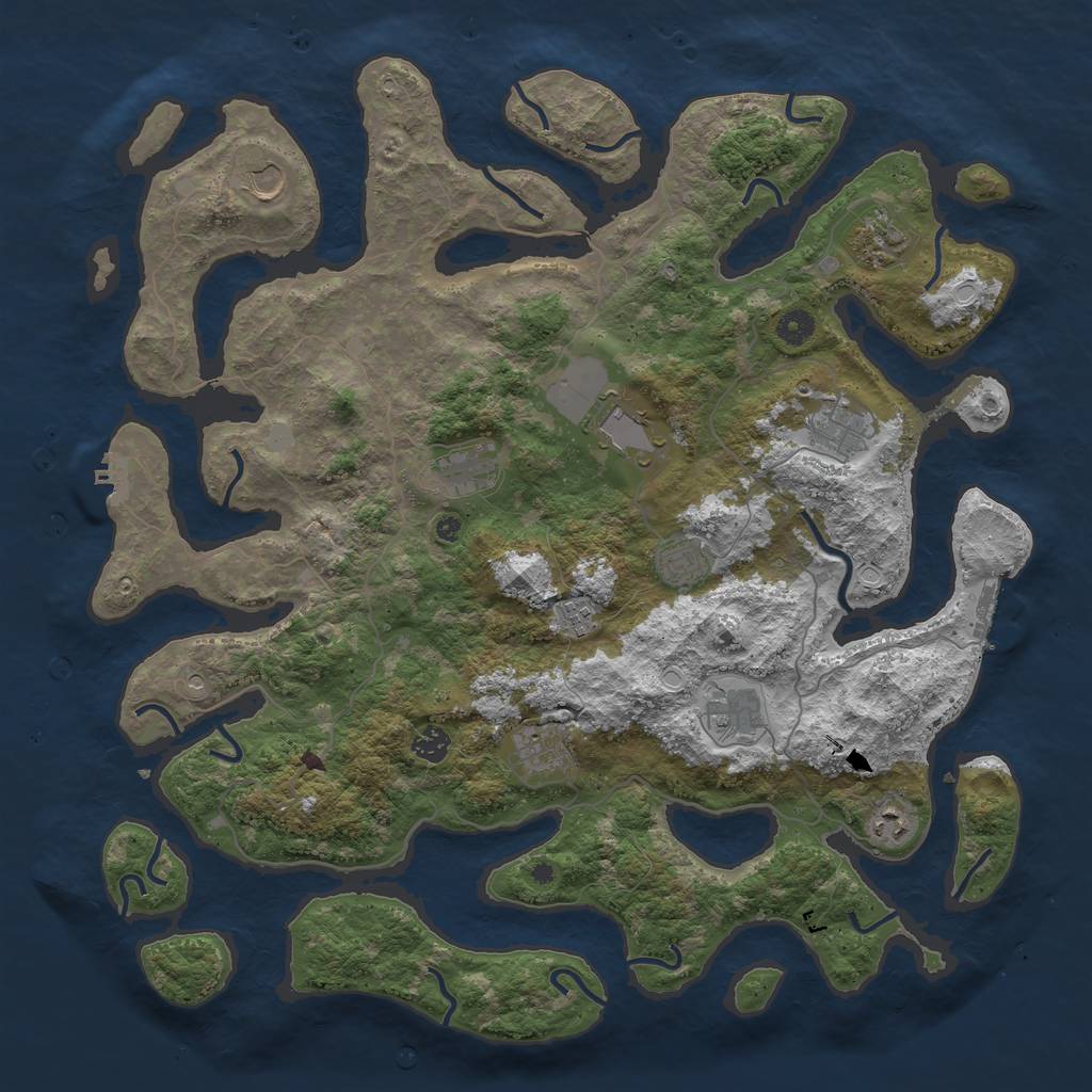 Rust Map: Procedural Map, Size: 4500, Seed: 3619516, 19 Monuments