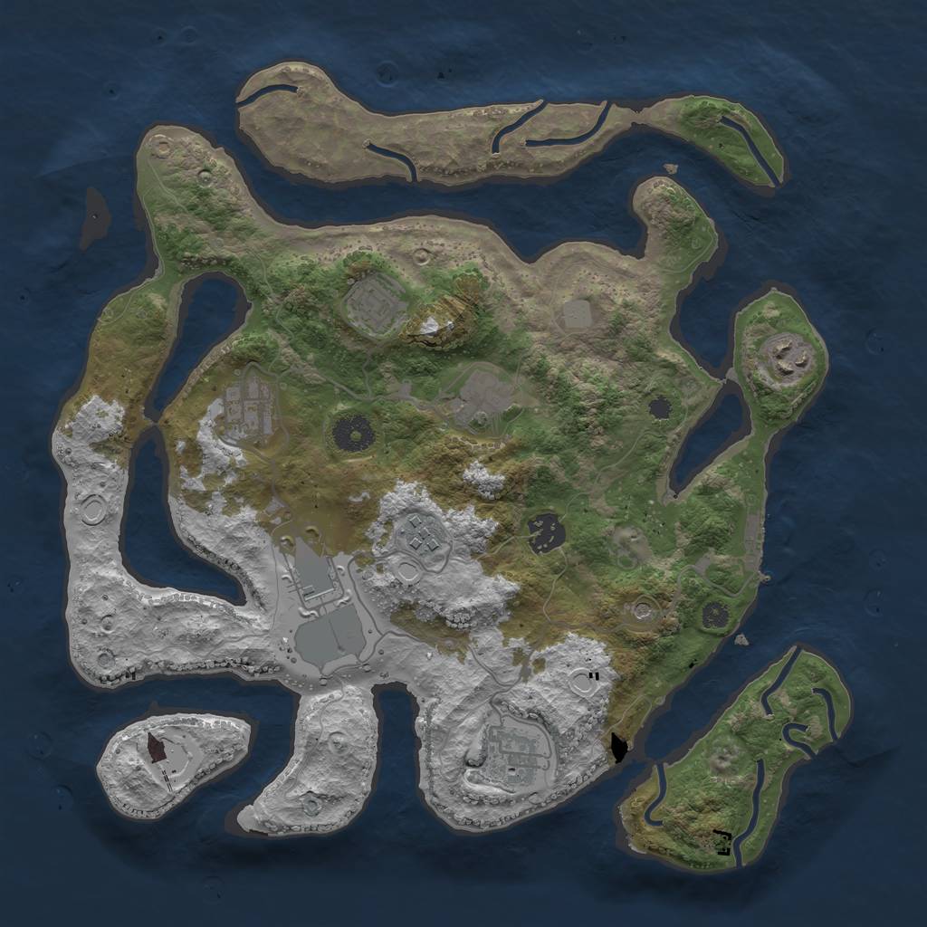 Rust Map: Procedural Map, Size: 3550, Seed: 426641, 15 Monuments