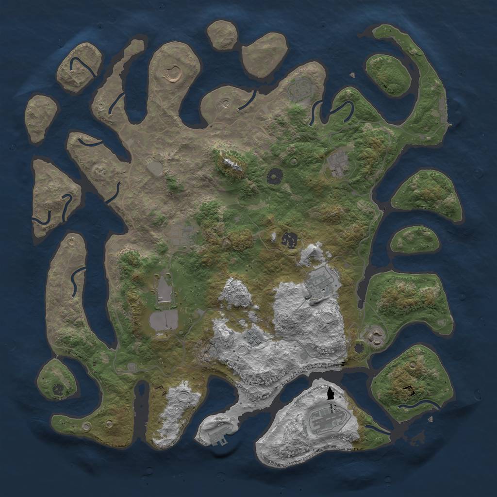 Rust Map: Procedural Map, Size: 4500, Seed: 161614, 18 Monuments