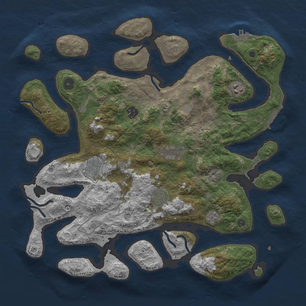 Rust Map: Procedural Map, Size: 4000, Seed: 245557, 14 Monuments