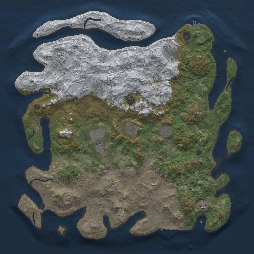 Rust Map: Procedural Map, Size: 4500, Seed: 6130723, 19 Monuments
