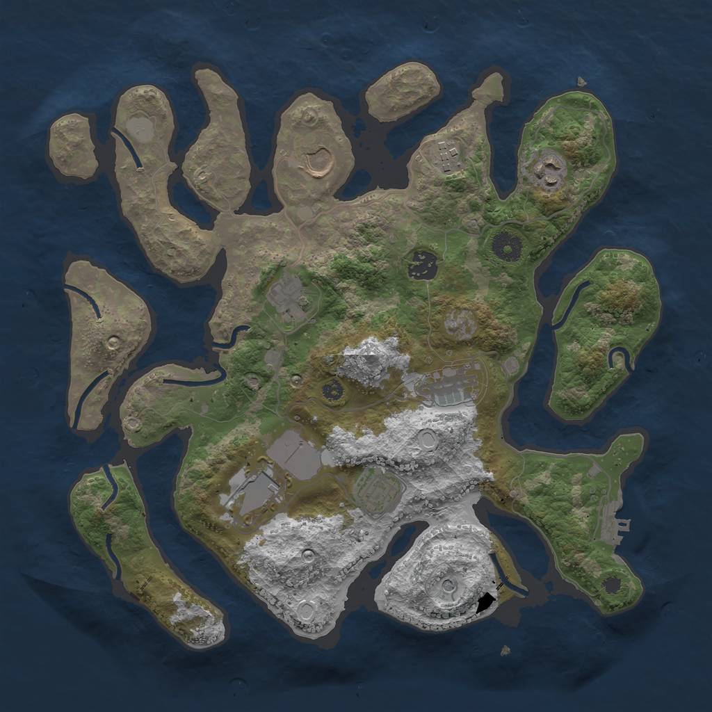 Rust Map: Procedural Map, Size: 3550, Seed: 385161, 15 Monuments