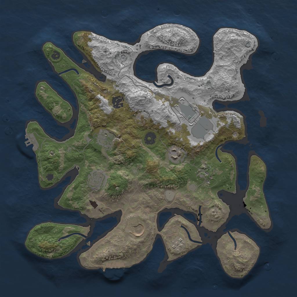 Rust Map: Procedural Map, Size: 3550, Seed: 833502, 16 Monuments