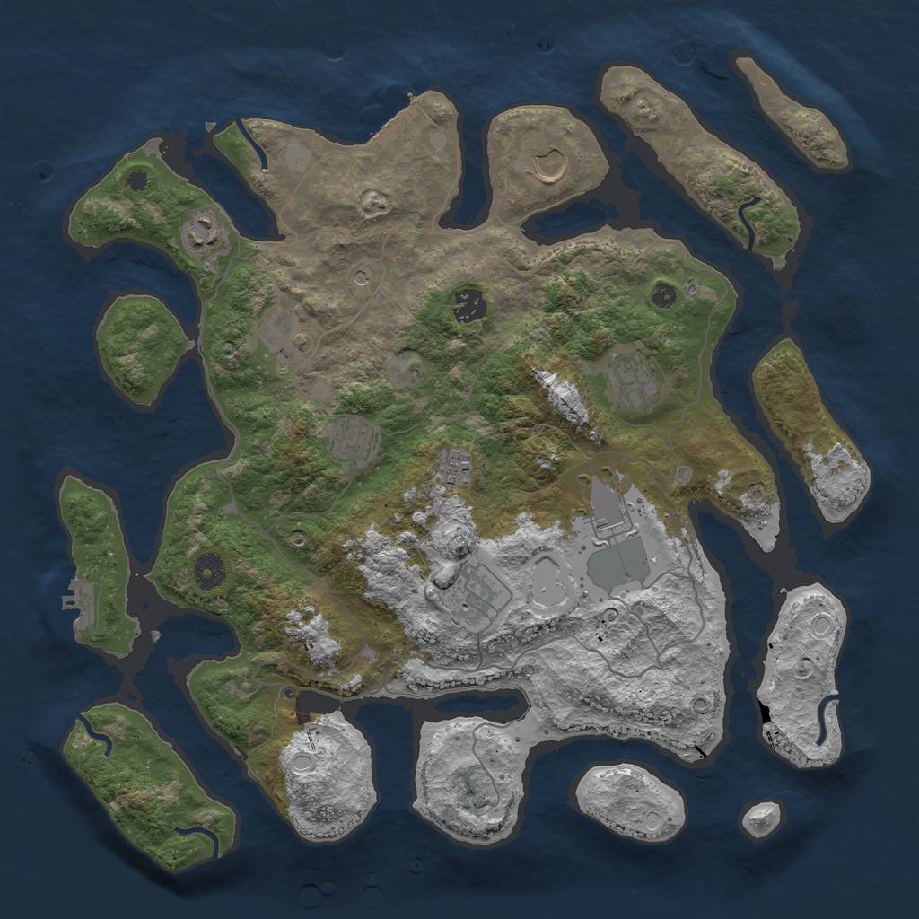 Rust Map: Procedural Map, Size: 4000, Seed: 883934, 17 Monuments