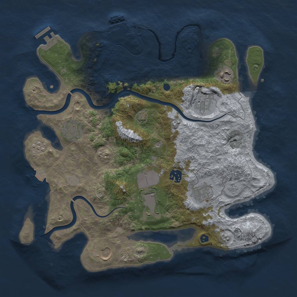 Rust Map: Procedural Map, Size: 3500, Seed: 4039415, 14 Monuments