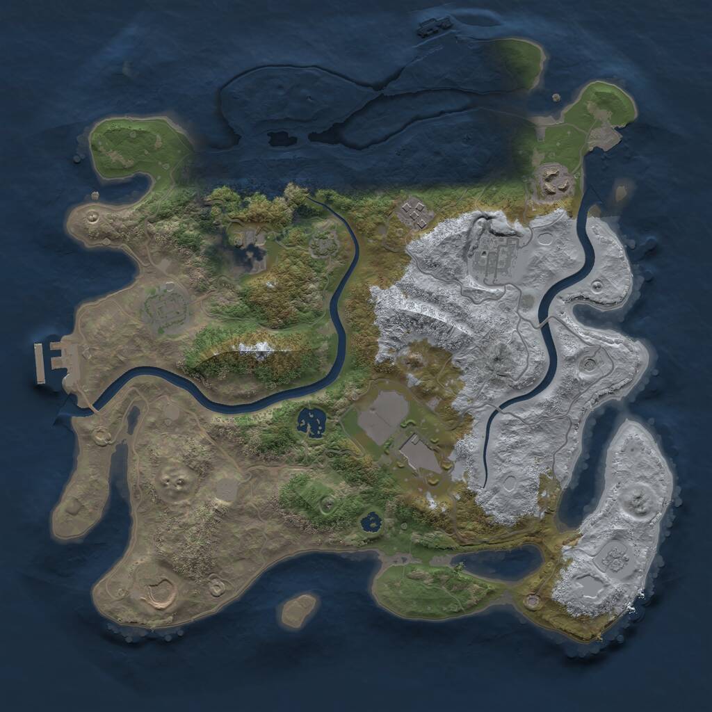 Rust Map: Procedural Map, Size: 3550, Seed: 151077, 14 Monuments
