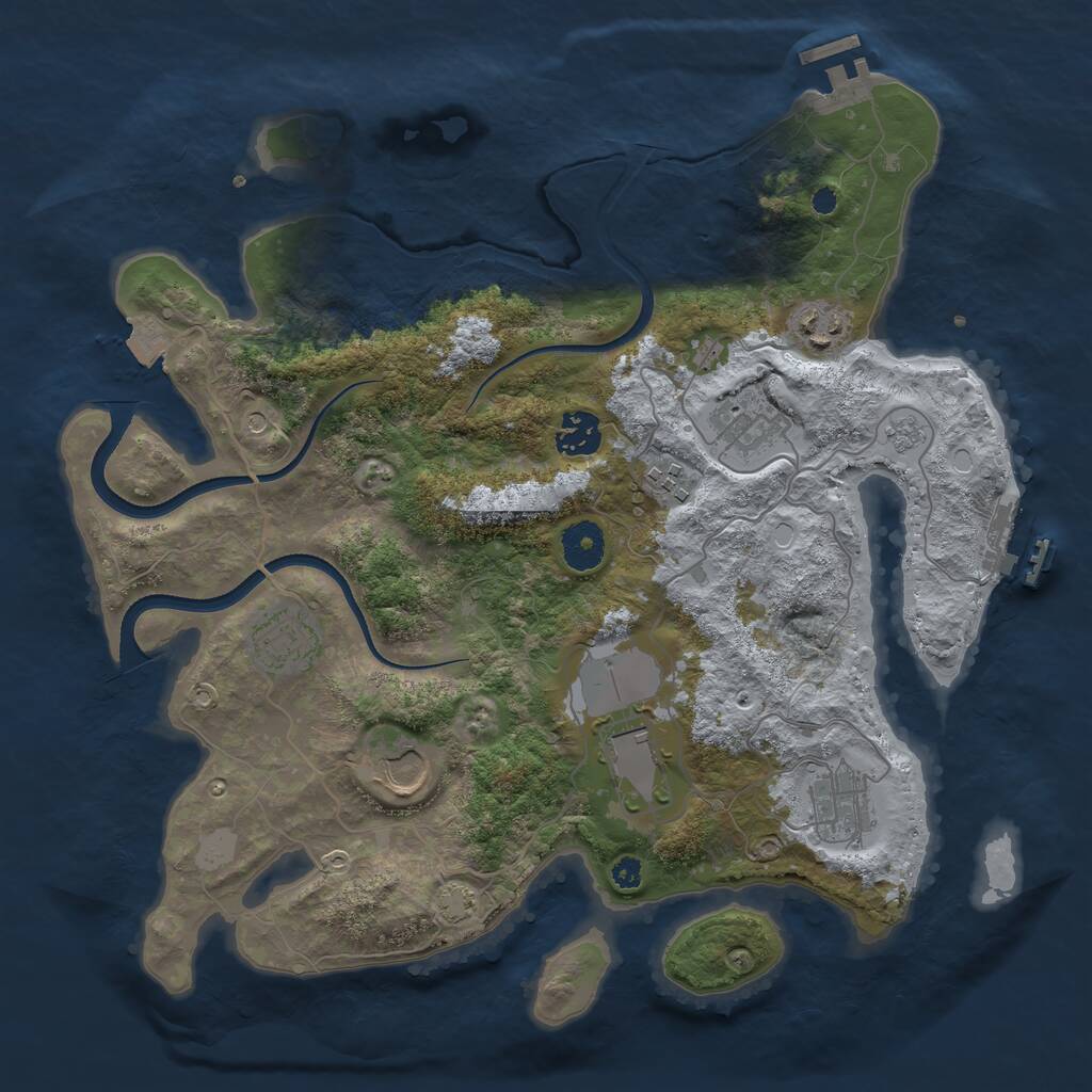 Rust Map: Procedural Map, Size: 3550, Seed: 173692, 14 Monuments