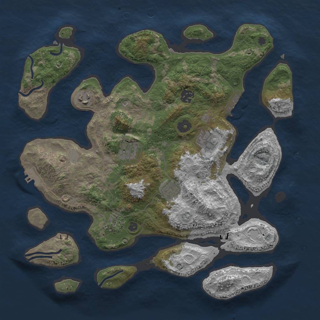 Rust Map: Procedural Map, Size: 3600, Seed: 22222, 14 Monuments