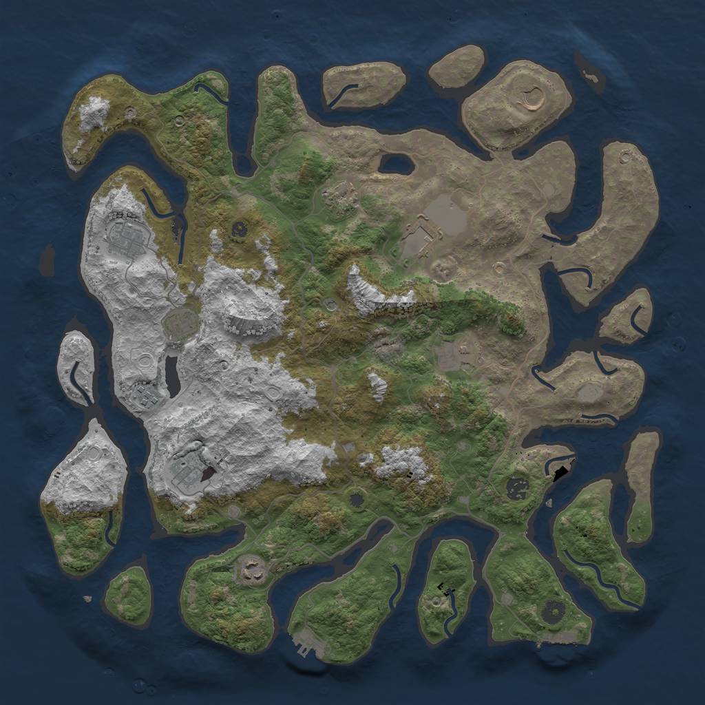 Rust Map: Procedural Map, Size: 4500, Seed: 3064726, 18 Monuments