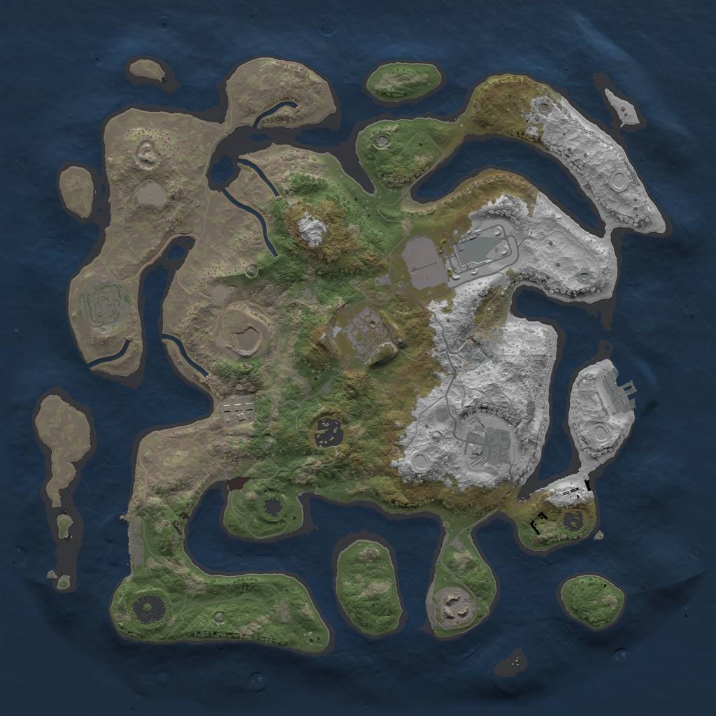 Rust Map: Procedural Map, Size: 3600, Seed: 1041240776, 15 Monuments
