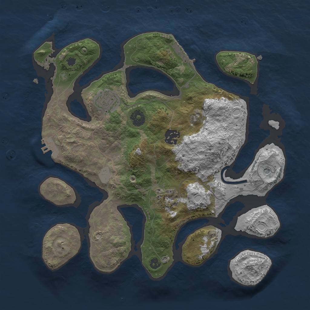 Rust Map: Procedural Map, Size: 3000, Seed: 408664, 11 Monuments
