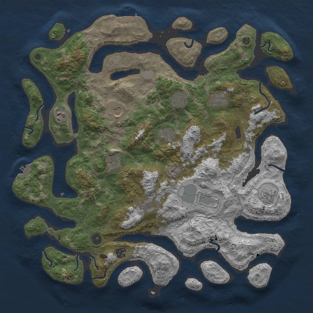 Rust Map: Procedural Map, Size: 4500, Seed: 483445, 19 Monuments