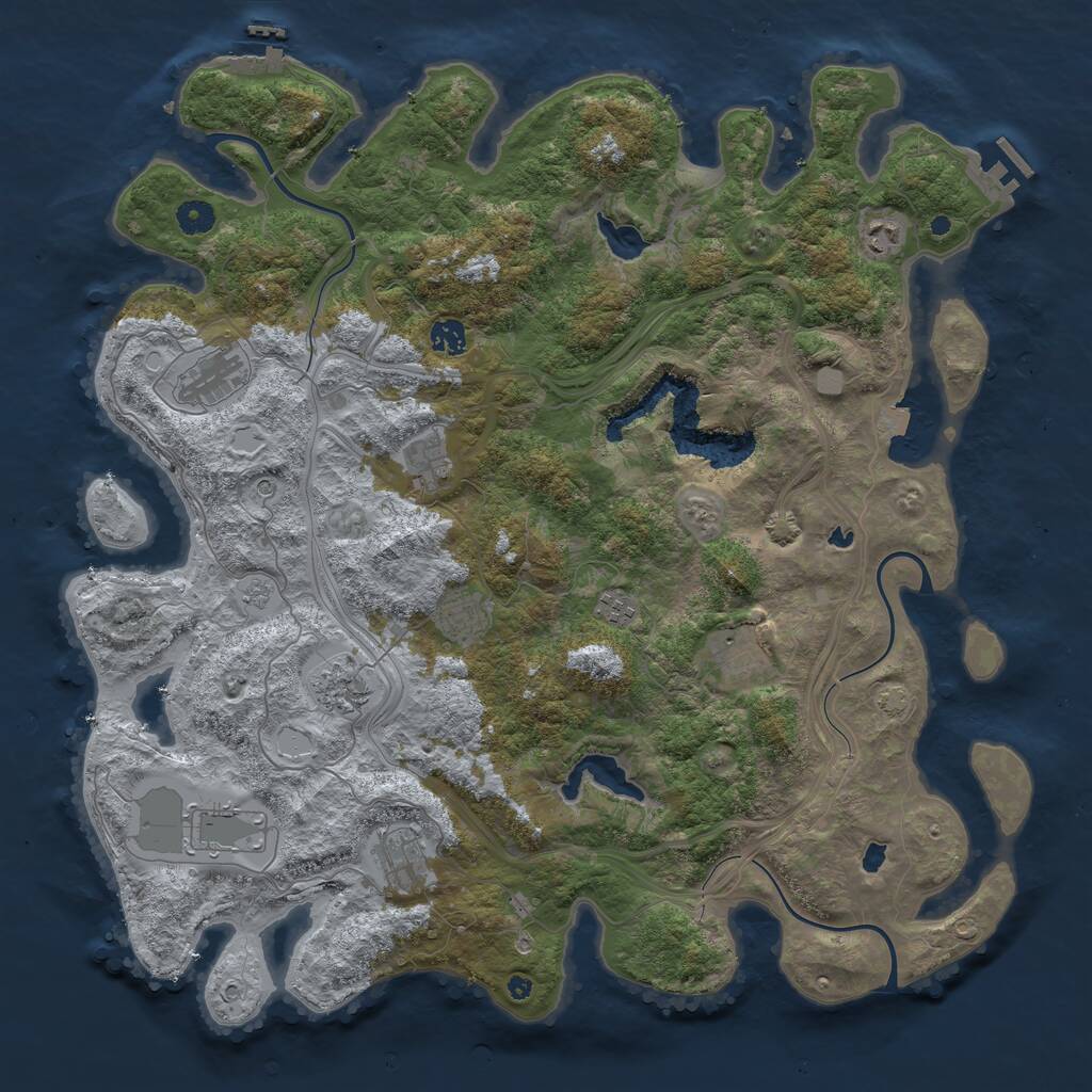 Rust Map: Procedural Map, Size: 4500, Seed: 4121974, 16 Monuments