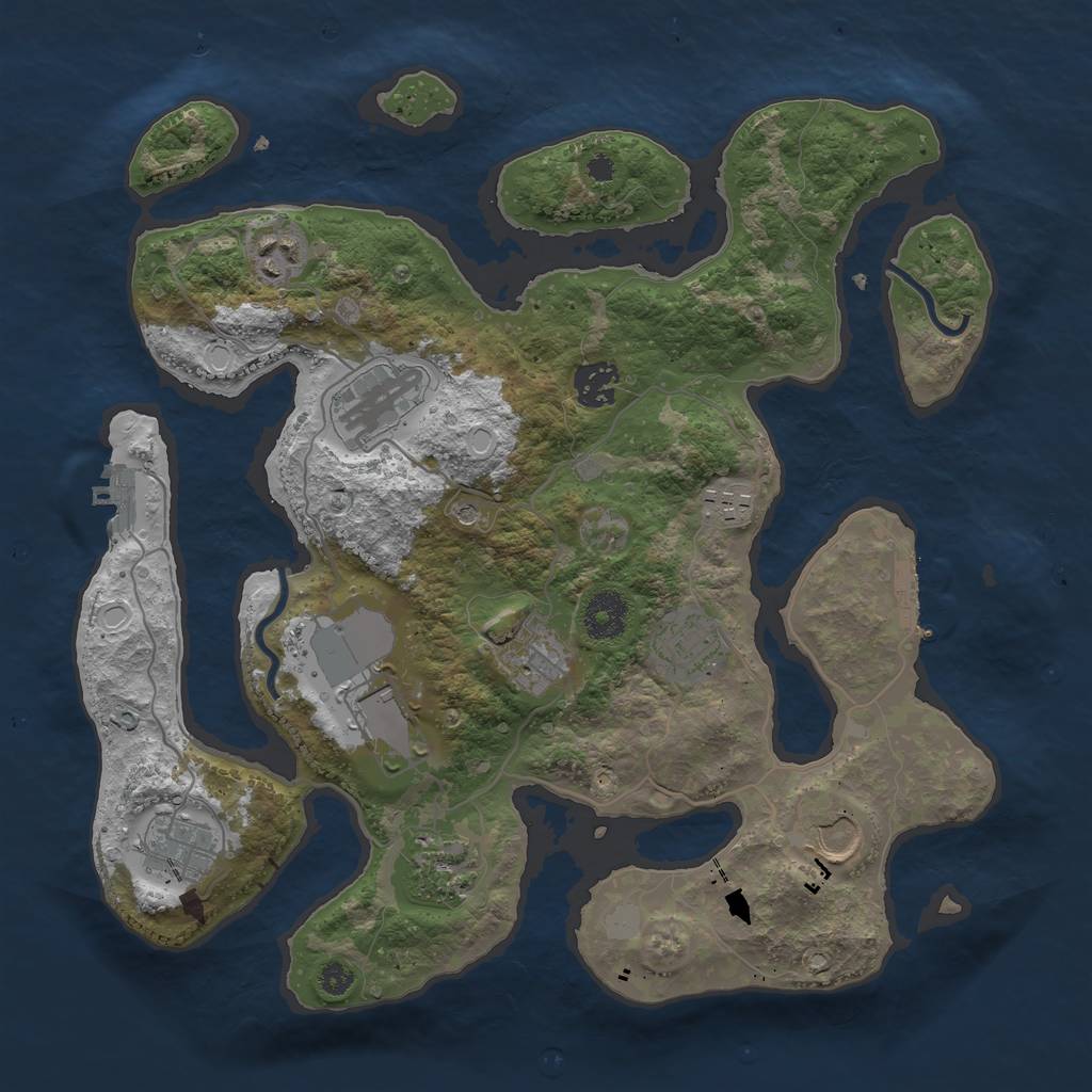 Rust Map: Procedural Map, Size: 3500, Seed: 2993791, 18 Monuments