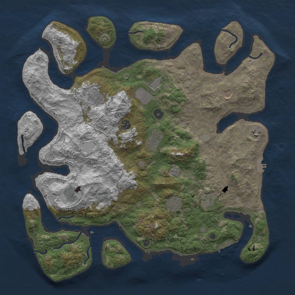 Rust Map: Procedural Map, Size: 4500, Seed: 710895, 18 Monuments