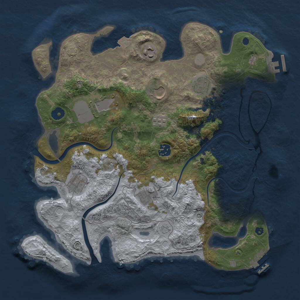 Rust Map: Procedural Map, Size: 3550, Seed: 953536, 14 Monuments