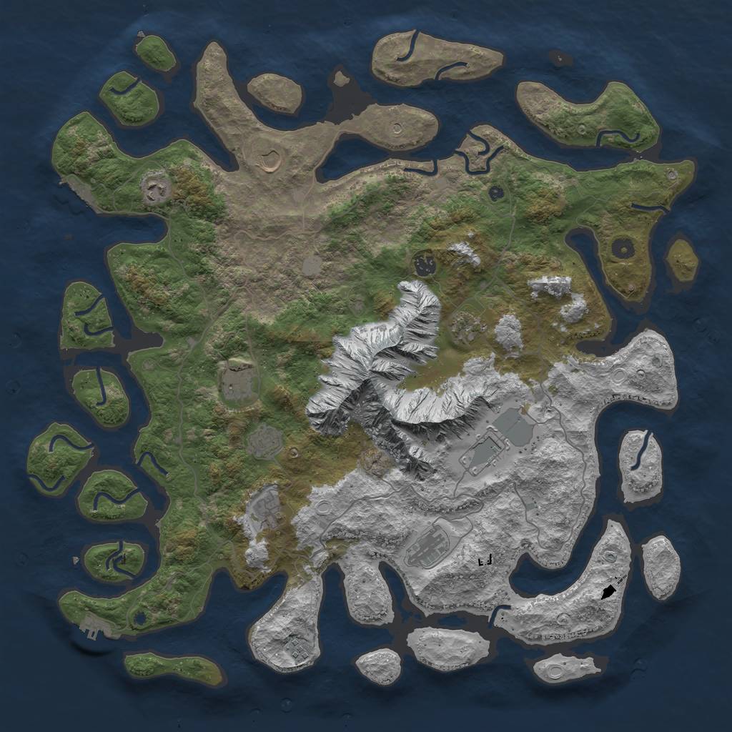 Rust Map: Procedural Map, Size: 5000, Seed: 1323886337, 18 Monuments