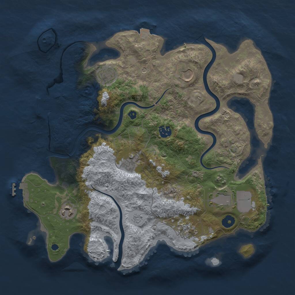 Rust Map: Procedural Map, Size: 3550, Seed: 597366, 13 Monuments