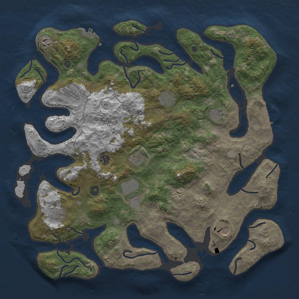 Rust Map: Procedural Map, Size: 4500, Seed: 1399398, 19 Monuments