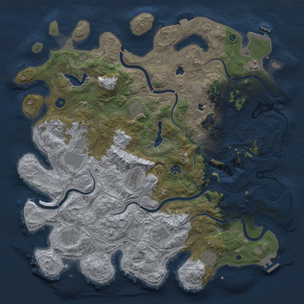 Rust Map: Procedural Map, Size: 4500, Seed: 1390819, 16 Monuments