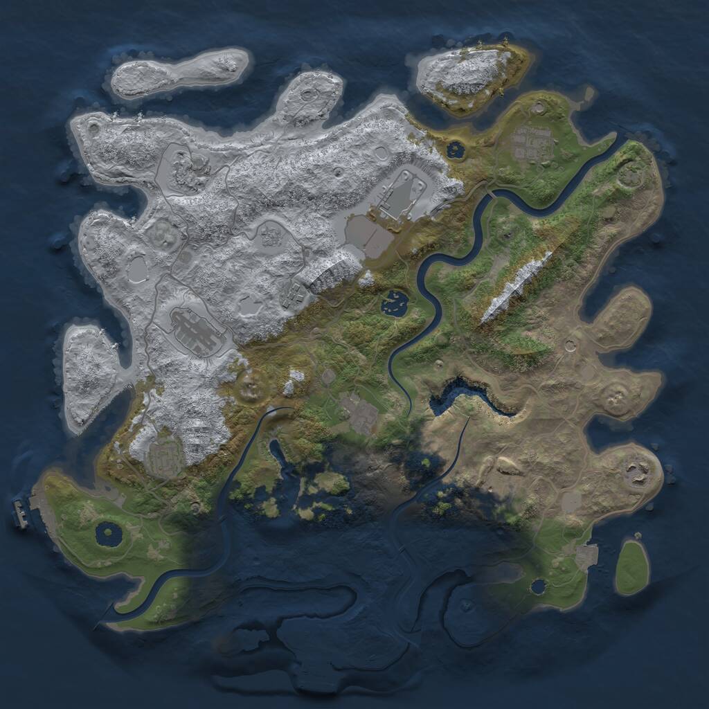 Rust Map: Procedural Map, Size: 4000, Seed: 271473, 16 Monuments