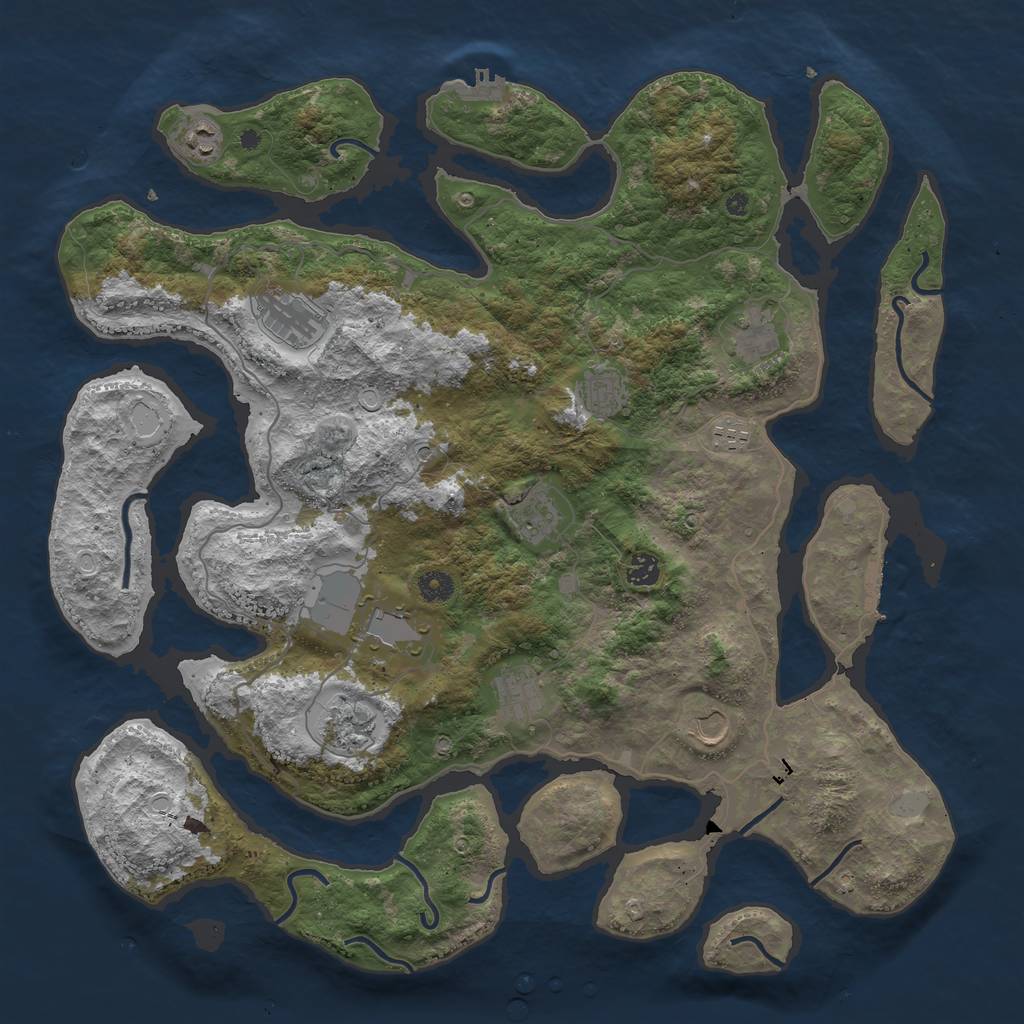 Rust Map: Procedural Map, Size: 4500, Seed: 2557660, 19 Monuments