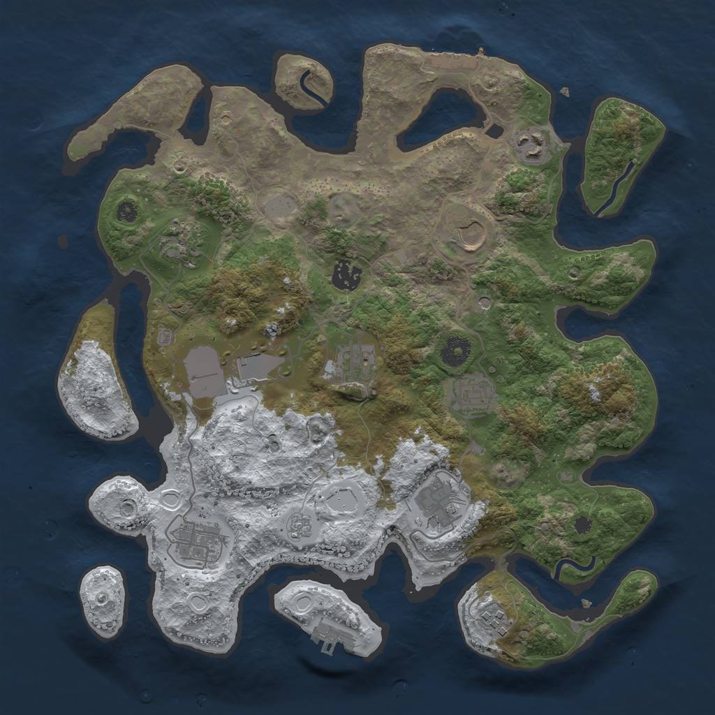 Rust Map: Procedural Map, Size: 3550, Seed: 803427, 19 Monuments