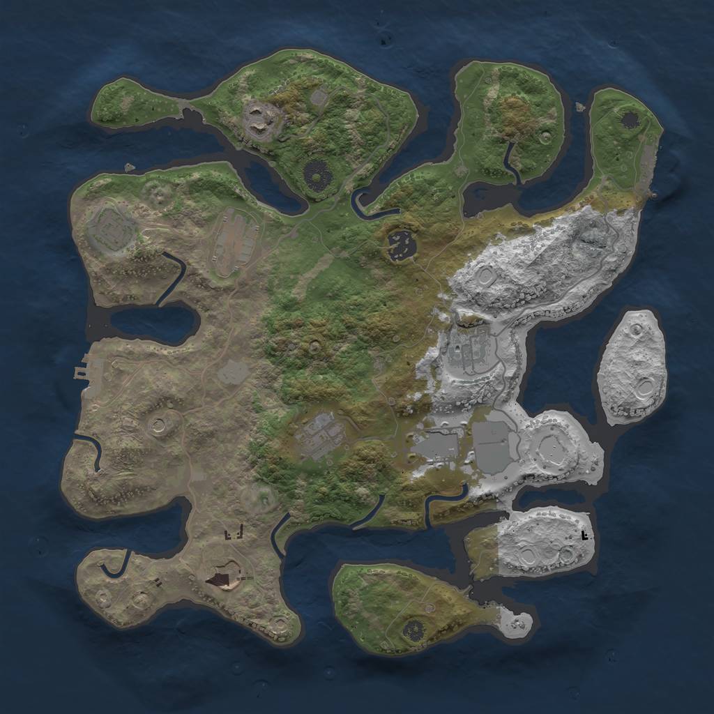 Rust Map: Procedural Map, Size: 3550, Seed: 464359, 16 Monuments