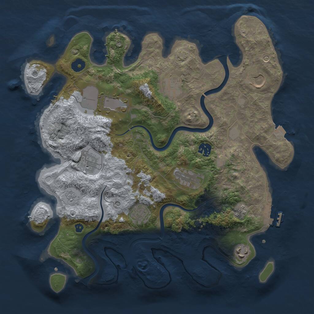 Rust Map: Procedural Map, Size: 3550, Seed: 700052, 14 Monuments
