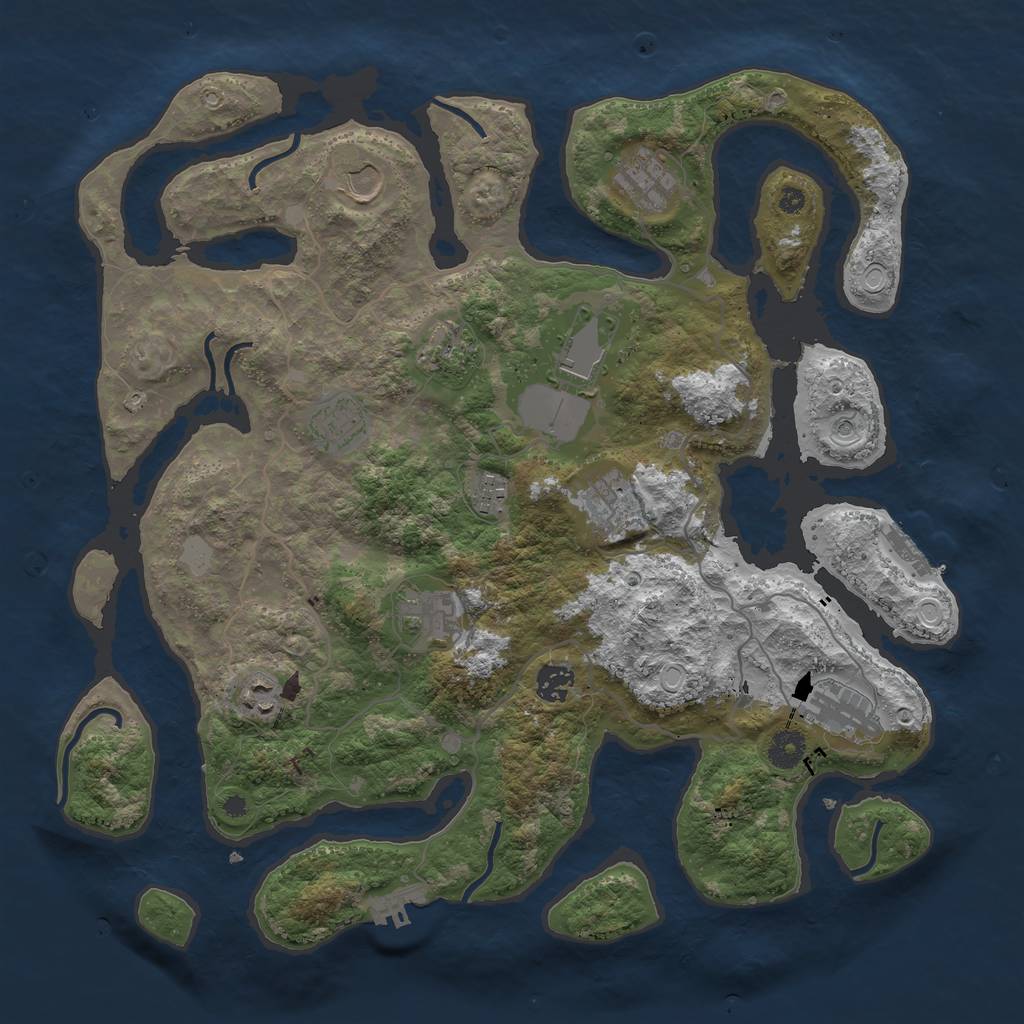 Rust Map: Procedural Map, Size: 4000, Seed: 660995462, 19 Monuments