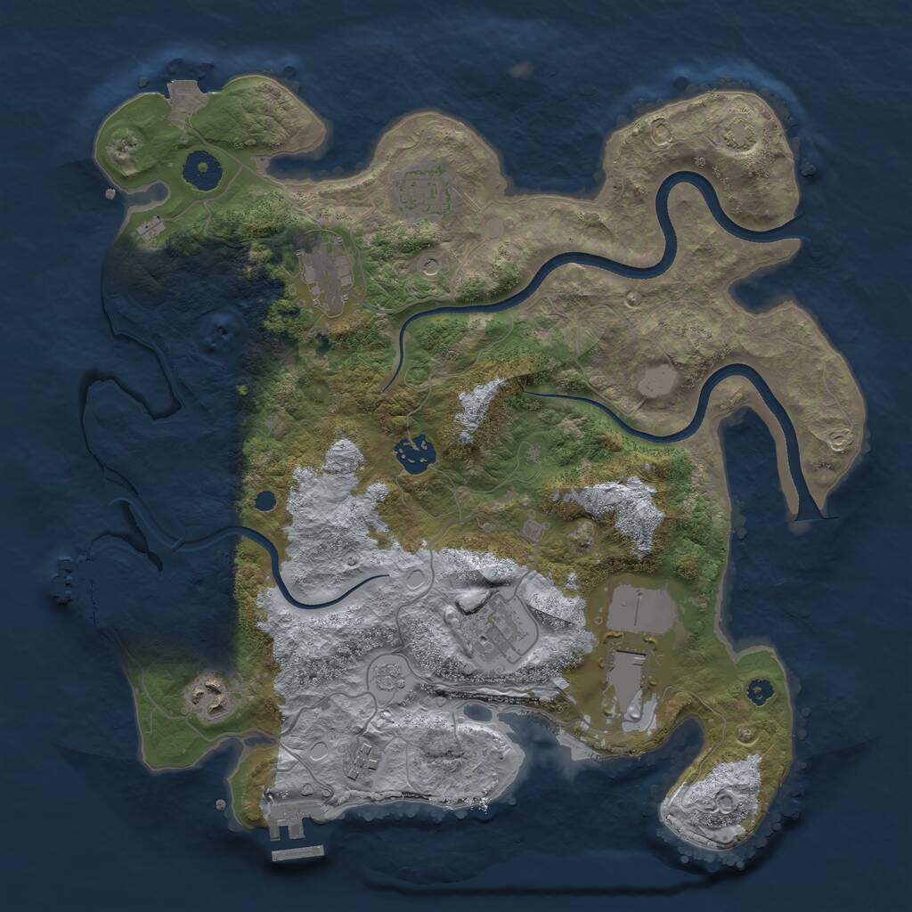 Rust Map: Procedural Map, Size: 3550, Seed: 916016, 13 Monuments