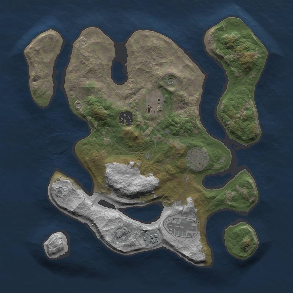 Rust Map: Barren, Size: 3000, Seed: 6738, 8 Monuments
