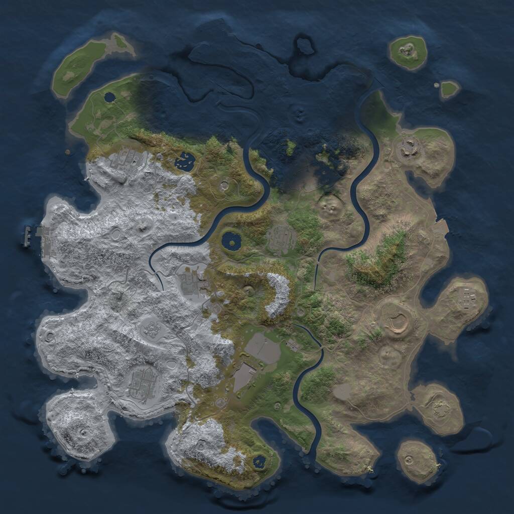 Rust Map: Procedural Map, Size: 3950, Seed: 337246278, 16 Monuments