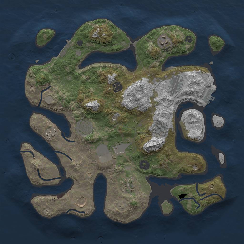 Rust Map: Procedural Map, Size: 3550, Seed: 473997, 16 Monuments