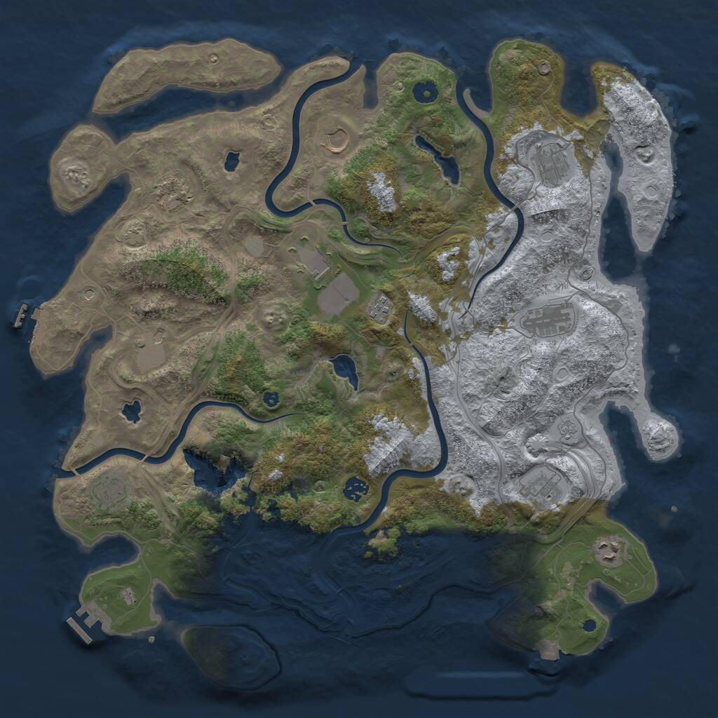 Rust Map: Procedural Map, Size: 4500, Seed: 734548, 17 Monuments