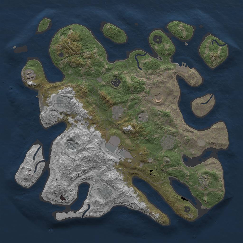 Rust Map: Procedural Map, Size: 4000, Seed: 486337, 18 Monuments