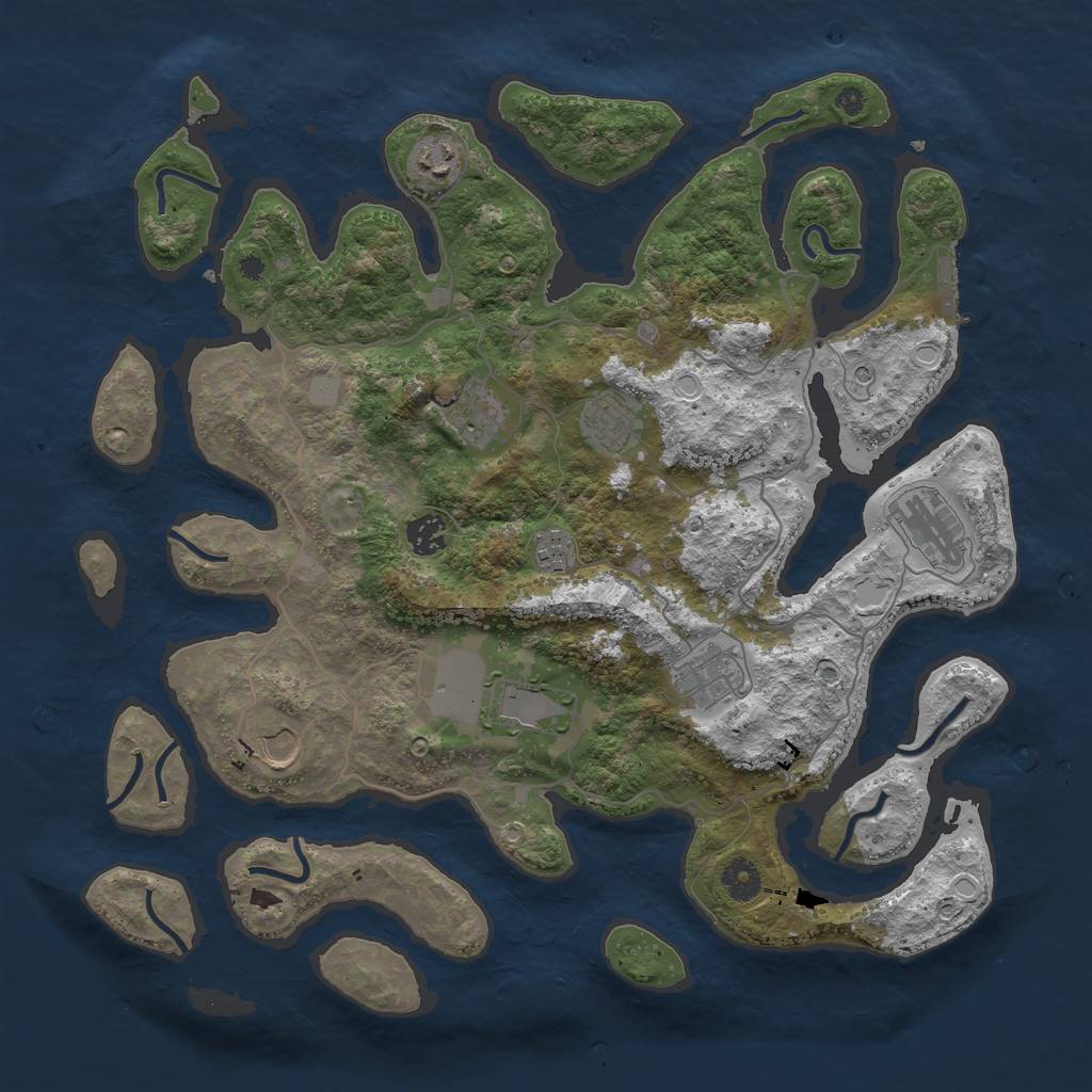 Rust Map: Procedural Map, Size: 4000, Seed: 732762, 16 Monuments