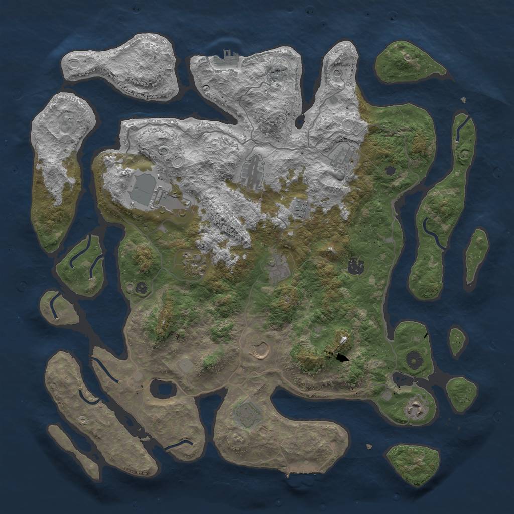 Rust Map: Procedural Map, Size: 4500, Seed: 5833276, 18 Monuments