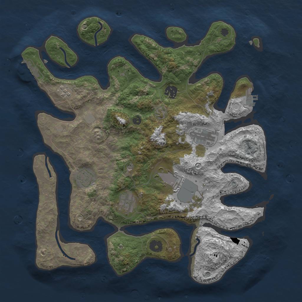Rust Map: Procedural Map, Size: 3550, Seed: 488178, 14 Monuments